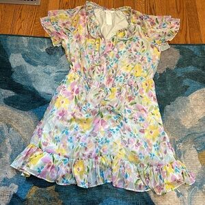 FLORAL LAUREN CONRAD RUFFLE DRESS SZ 0X NWT
